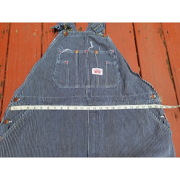 Round House Overall Bibs Hickory Striped Engineer Railroad USA Made 46x30 - Picture 8 of 12